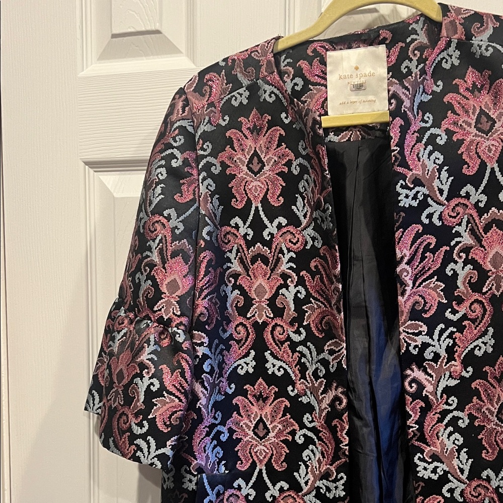Kate Spade Black and Pink Brocade Jacket - Picture 7 of 10